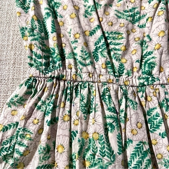 GYMBOREE Daisy Cotton Dress Green Yellow White Lined Floral Peasant Girl S 5-6 - Picture 5 of 13